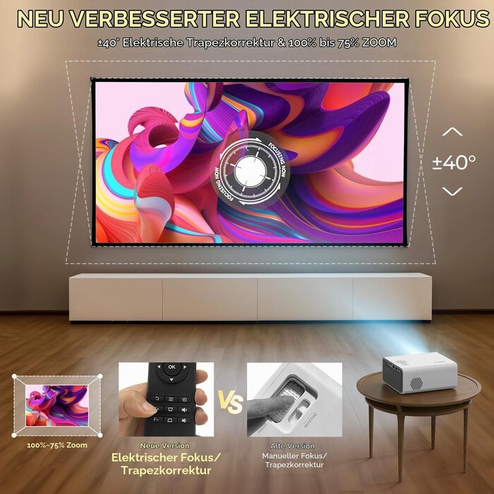 Mini Beamer 4K Support - Tragbarer Heimkino Projektor, bis zu 34% reduziert