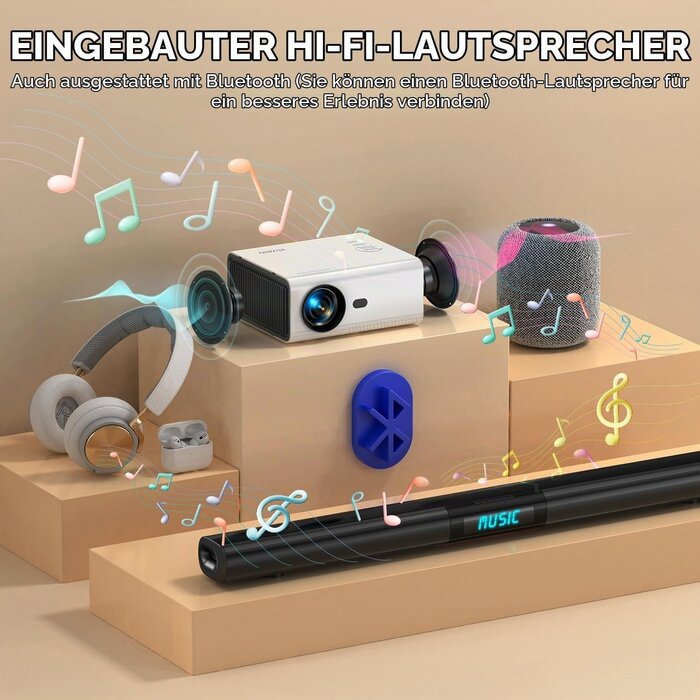 Mini Beamer 4K Support - Tragbarer Heimkino Projektor, bis zu 34% reduziert
