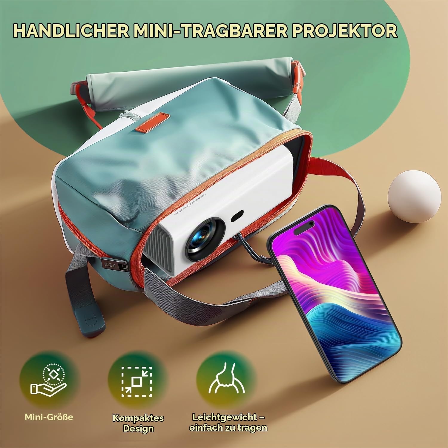 Mini Beamer 4K Support - Tragbarer Heimkino Projektor, bis zu 34% reduziert