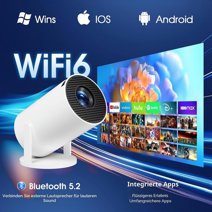Mini Smart Beamer 4K Heimkino-Projektor Android WiFi 6 - bis zu 34% Rabatt