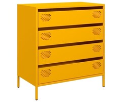Senfgelbes Sideboard aus Stahl, 4 Schubladen, jetzt bis zu 35% reduziert
