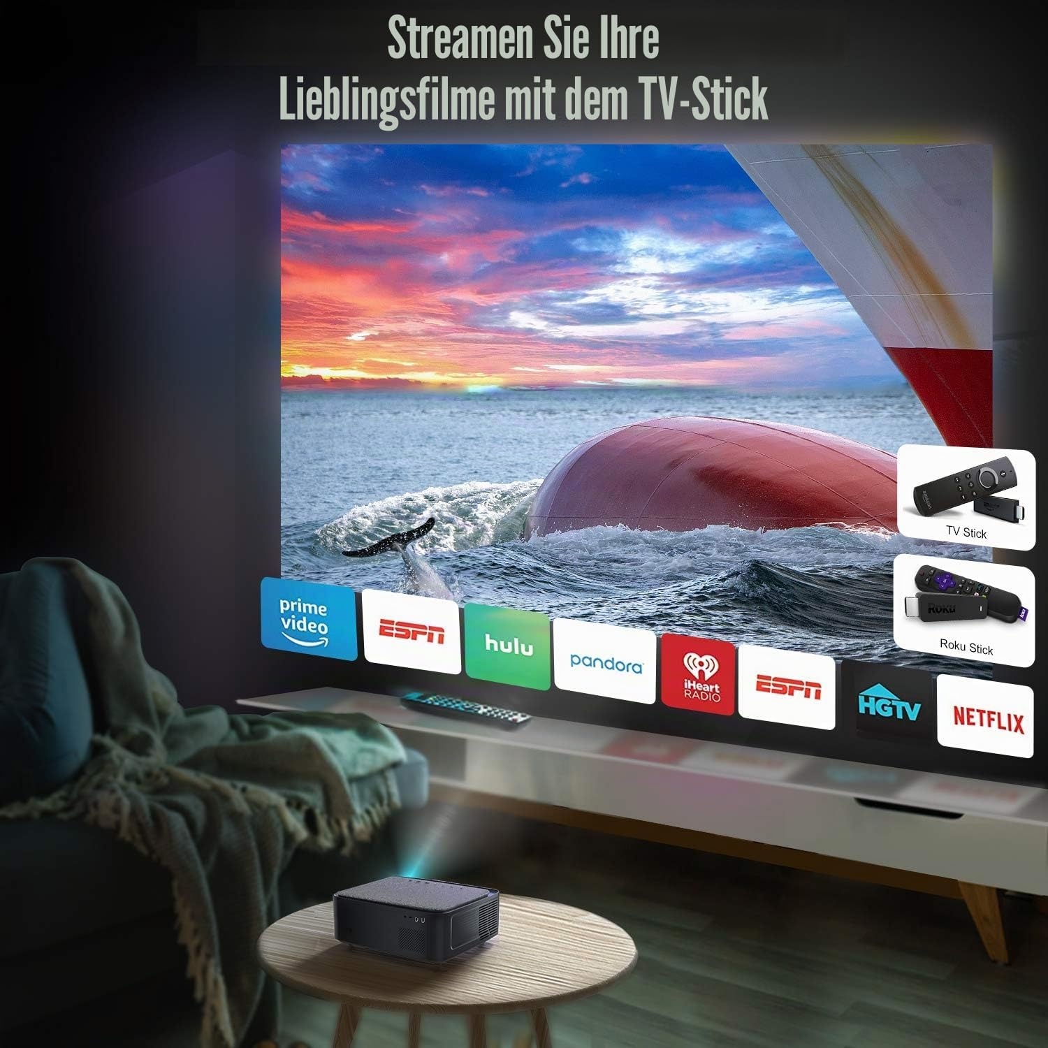 Full HD Beamer 8000 Lumen - Heimkino & Präsentationen - bis zu 35% Rabatt