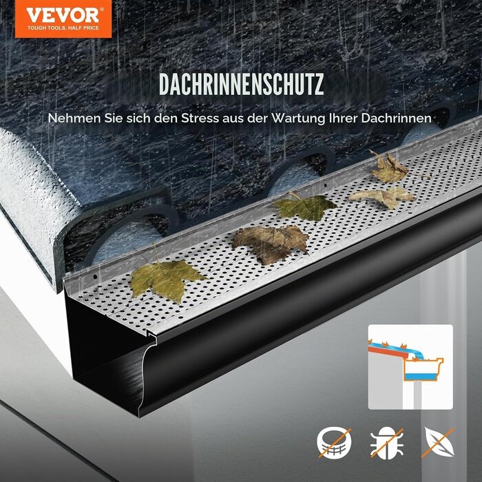 Dachrinnenschutz aus Aluminium - 31,7 m - bis zu 34% Rabatt auf Rückläufer