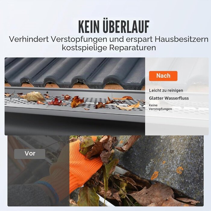 Dachrinnenschutz aus Aluminium - 31,7 m - bis zu 34% Rabatt auf Rückläufer