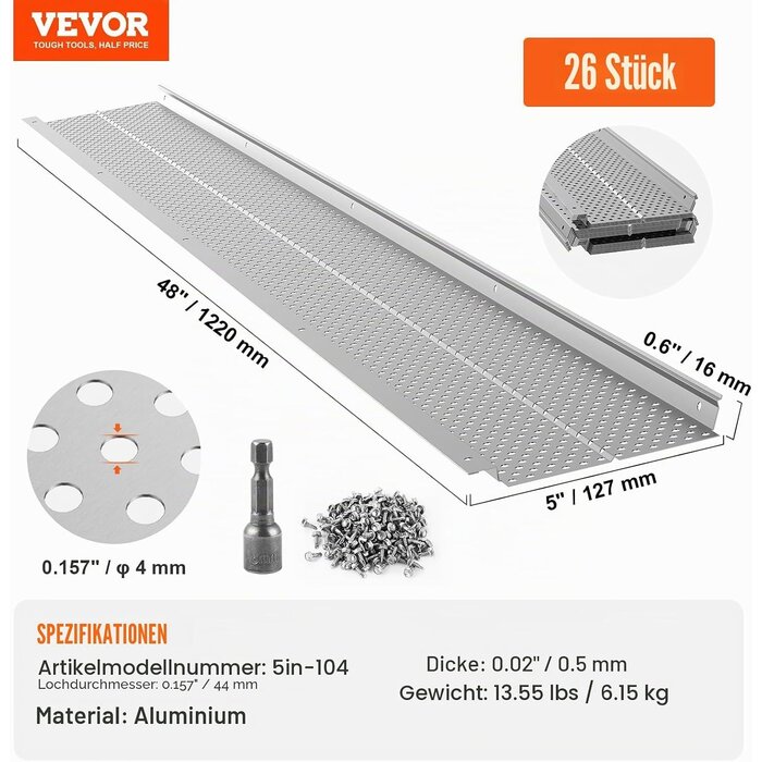 Dachrinnenschutz aus Aluminium - 31,7 m - bis zu 34% Rabatt auf Rückläufer