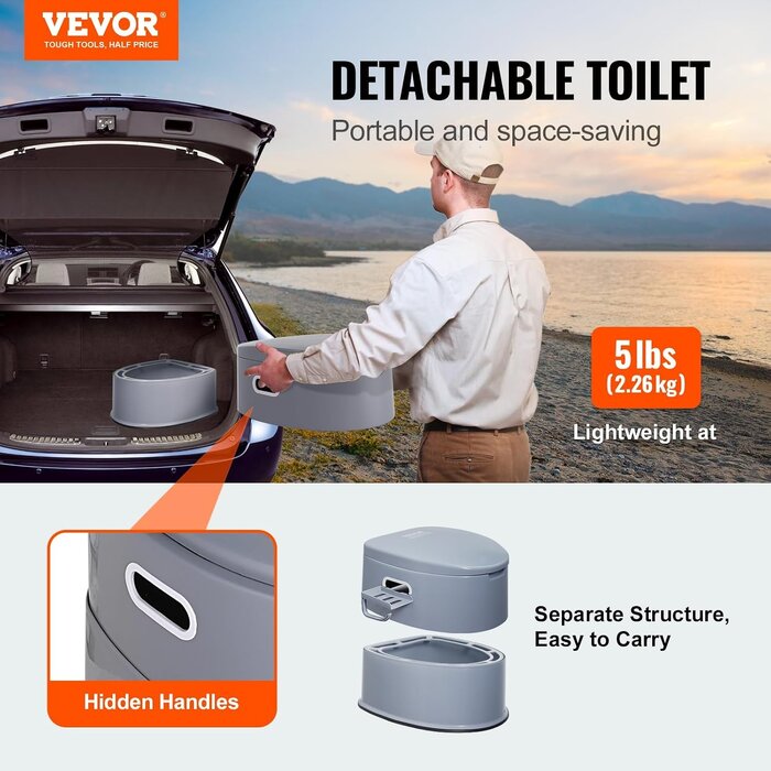 Tragbare Campingtoilette 5L - Stabil & Komfortabel - Jetzt bis zu 33% sparen