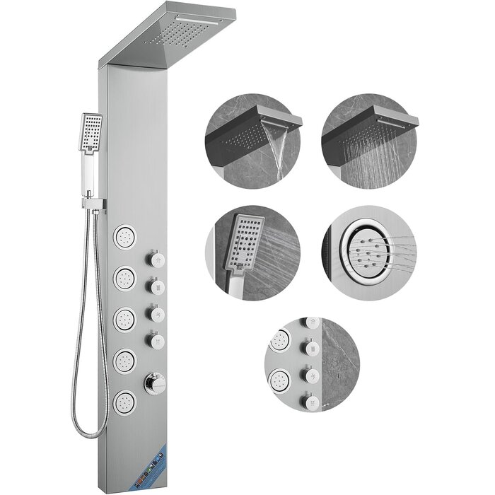 Luxus-Duschpaneel 6-in-1 Edelstahl mit LED - bis zu 35% Rabatt