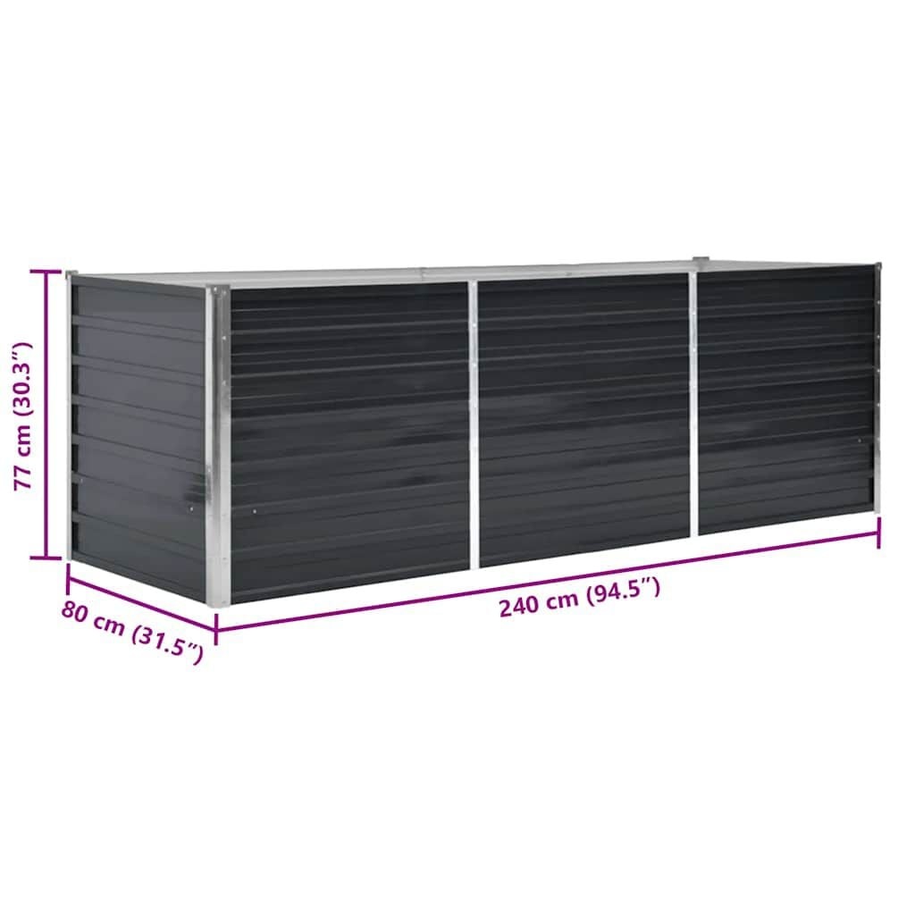 Hochbeet XXL 240x80x77cm Anthrazit - Verzinkter Stahl - bis zu 30% Rabatt