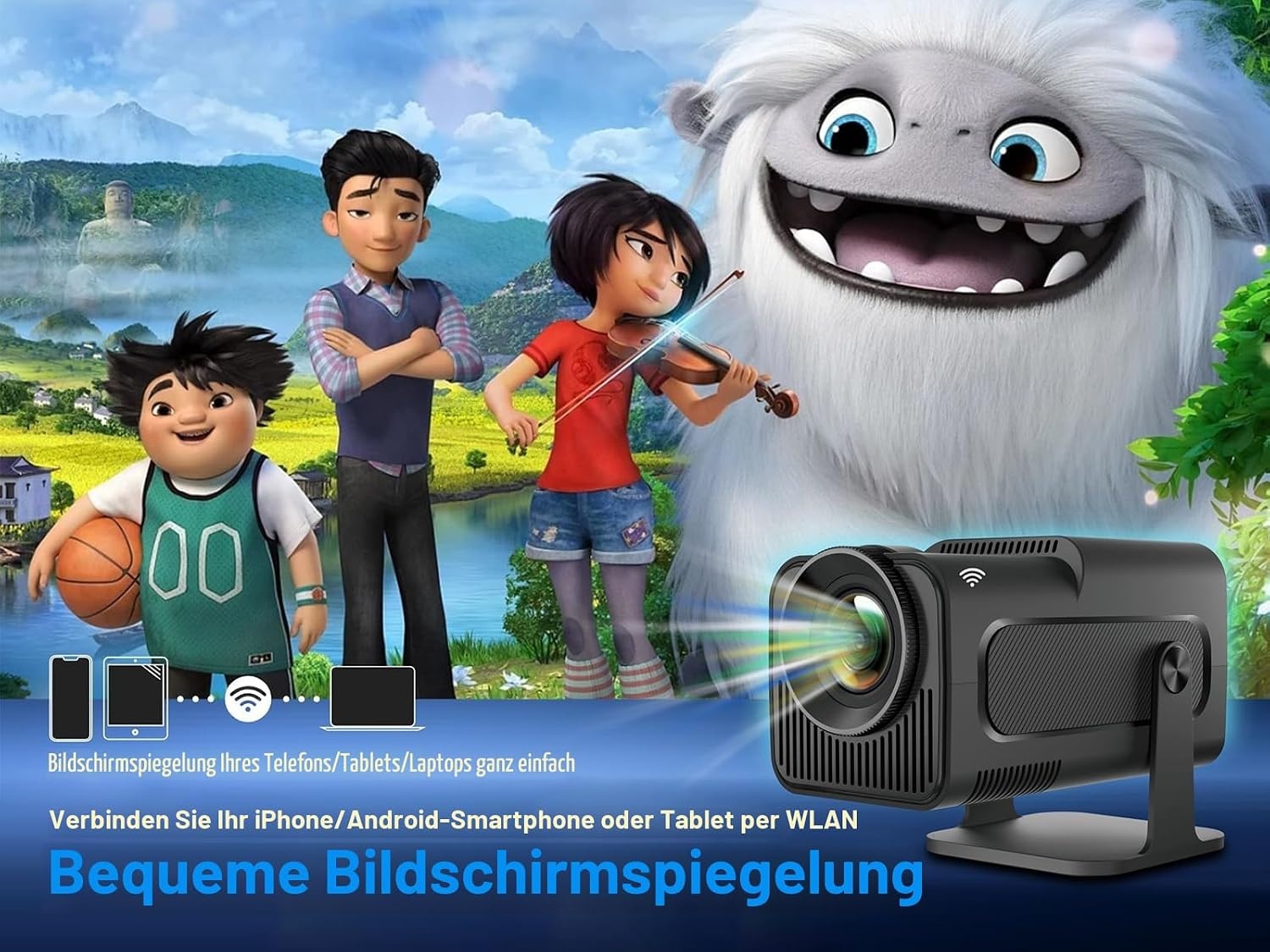 Smart Projektor 4K, 180° Rotation, Android 11.0, WiFi 6 - bis zu 34% Rabatt