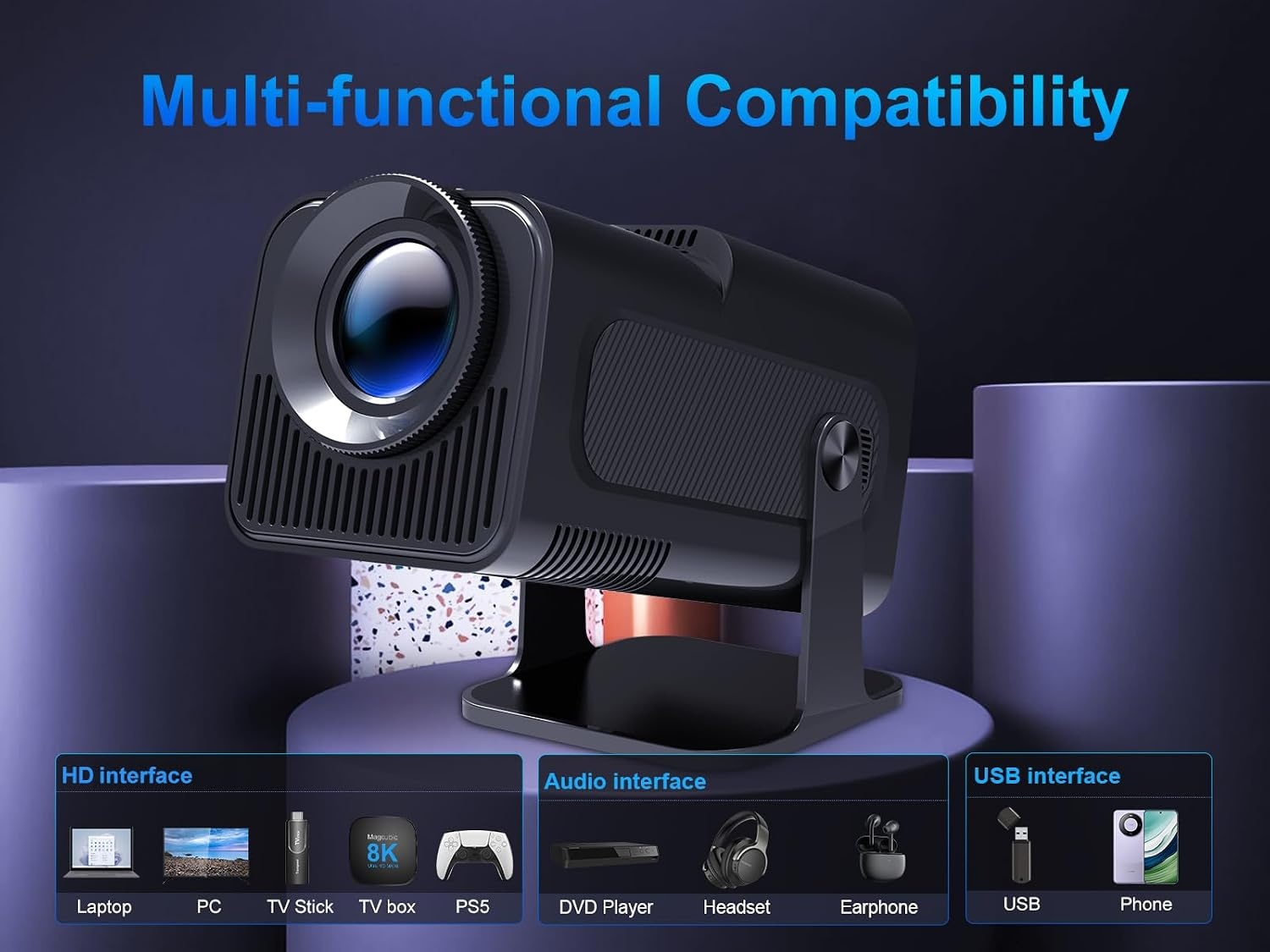 Smart Projektor 4K, 180° Rotation, Android 11.0, WiFi 6 - bis zu 34% Rabatt
