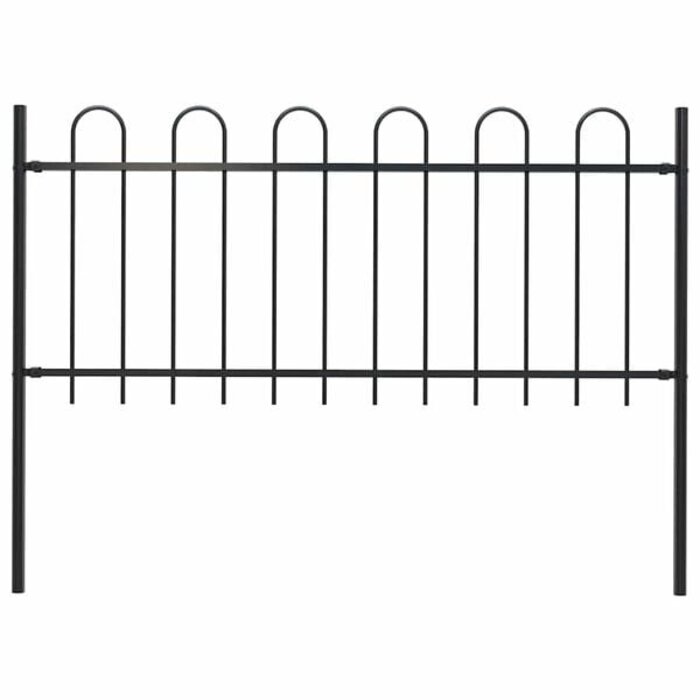 Gartenzaun mit Rundbogen 180 x 130 cm - Schwarz - Jetzt bis zu 33% Rabatt