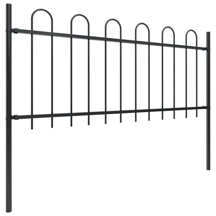 Gartenzaun mit Rundbogen 180 x 130 cm - Schwarz - Jetzt bis zu 33% Rabatt