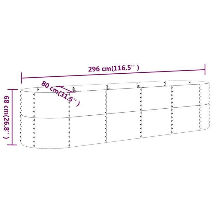 Großes Hochbeet aus Stahl 296x80x68cm - Anthrazit - Outlet bis zu 35% Rabatt