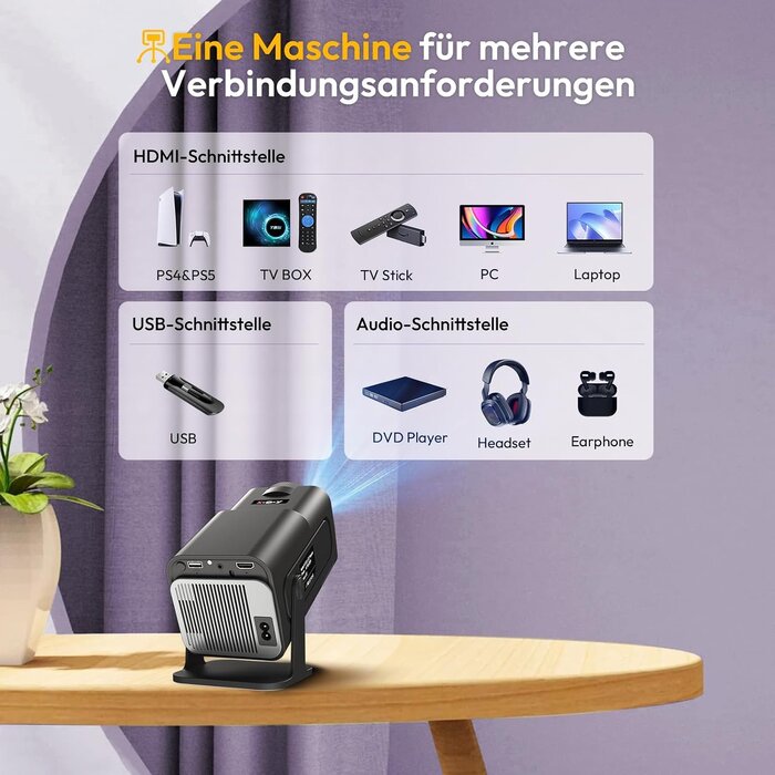 Mini Beamer Android 11 Full HD mit 180° Gimbal - Bis zu 34% Rabatt