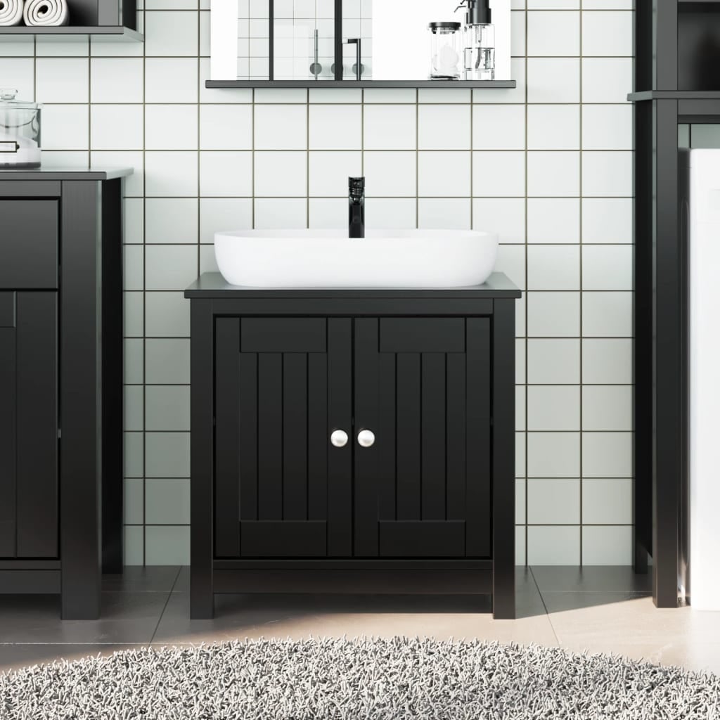 Vidaxl Waschtischunterschrank aus Kiefernholz, Schwarz, 60x34x59 cm - bis zu 34% sparen