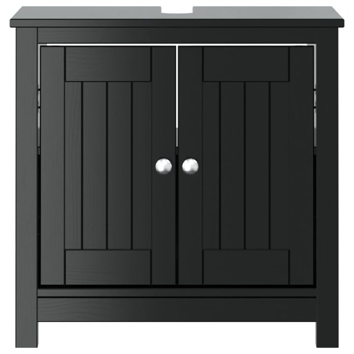 Vidaxl Waschtischunterschrank aus Kiefernholz, Schwarz, 60x34x59 cm - bis zu 34% sparen