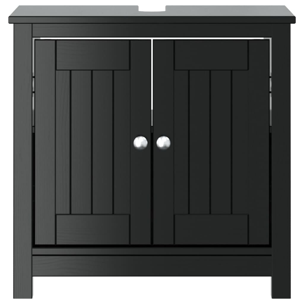 Vidaxl Waschtischunterschrank aus Kiefernholz, Schwarz, 60x34x59 cm - bis zu 34% sparen