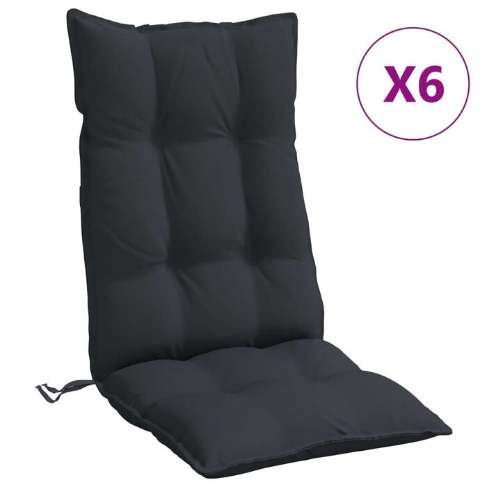 Vidaxl 6er-Set Hochlehner-Stuhlkissen Oxford Schwarz 120x50cm - bis zu 34% reduziert