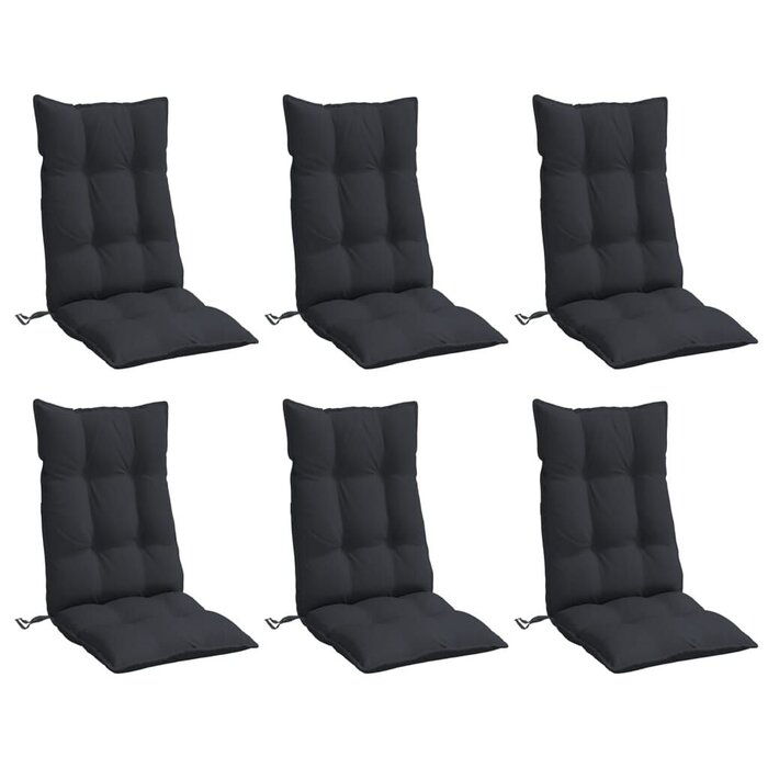 Vidaxl 6er-Set Hochlehner-Stuhlkissen Oxford Schwarz 120x50cm - bis zu 34% reduziert