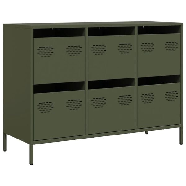 Vidaxl Sideboard aus Stahl mit 6 Schubladen - Olivgrün - Outlet mit bis zu 35% Rabatt