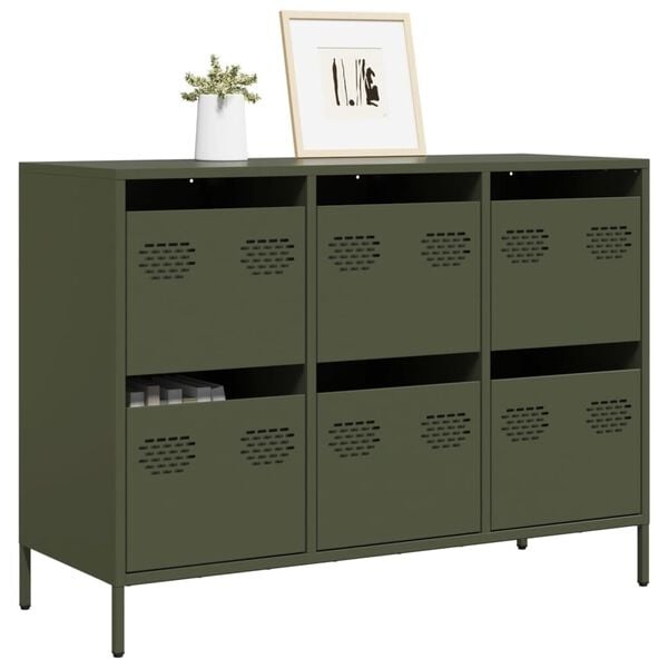 Vidaxl Sideboard aus Stahl mit 6 Schubladen - Olivgrün - Outlet mit bis zu 35% Rabatt