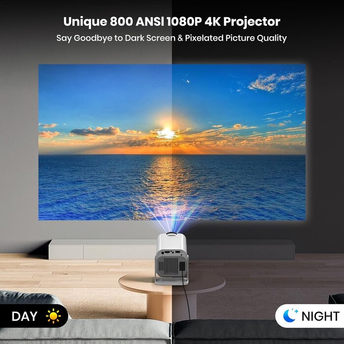 Tragbarer 1080P Mini-Projektor - 4K-fähig & Wi-Fi - jetzt bis zu 35% sparen