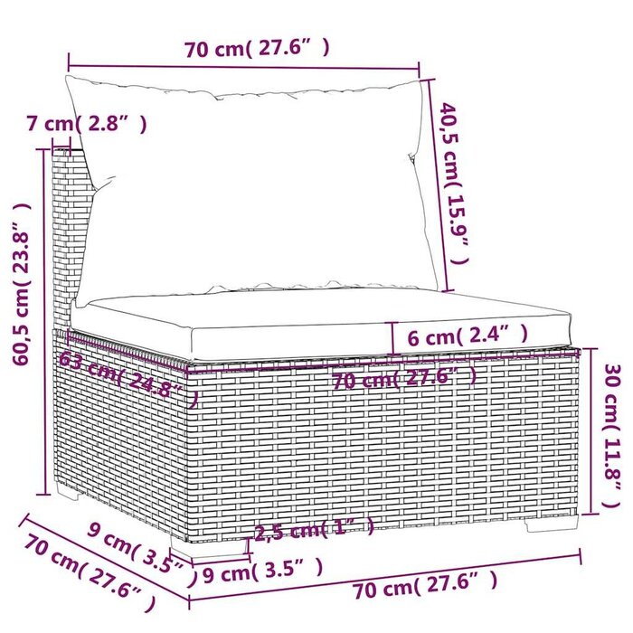 Vidaxl Modulares Garten-Mittelsofa Rattan Braun - Jetzt bis zu 34% sparen