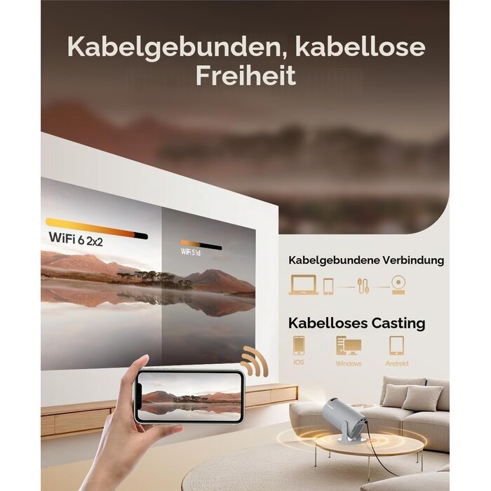 Mini-Beamer 4K Support, Android 11, 180° Rotation - jetzt bis zu 34% sparen