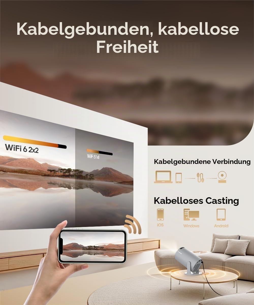 Mini-Beamer 4K Support, Android 11, 180° Rotation - jetzt bis zu 34% sparen