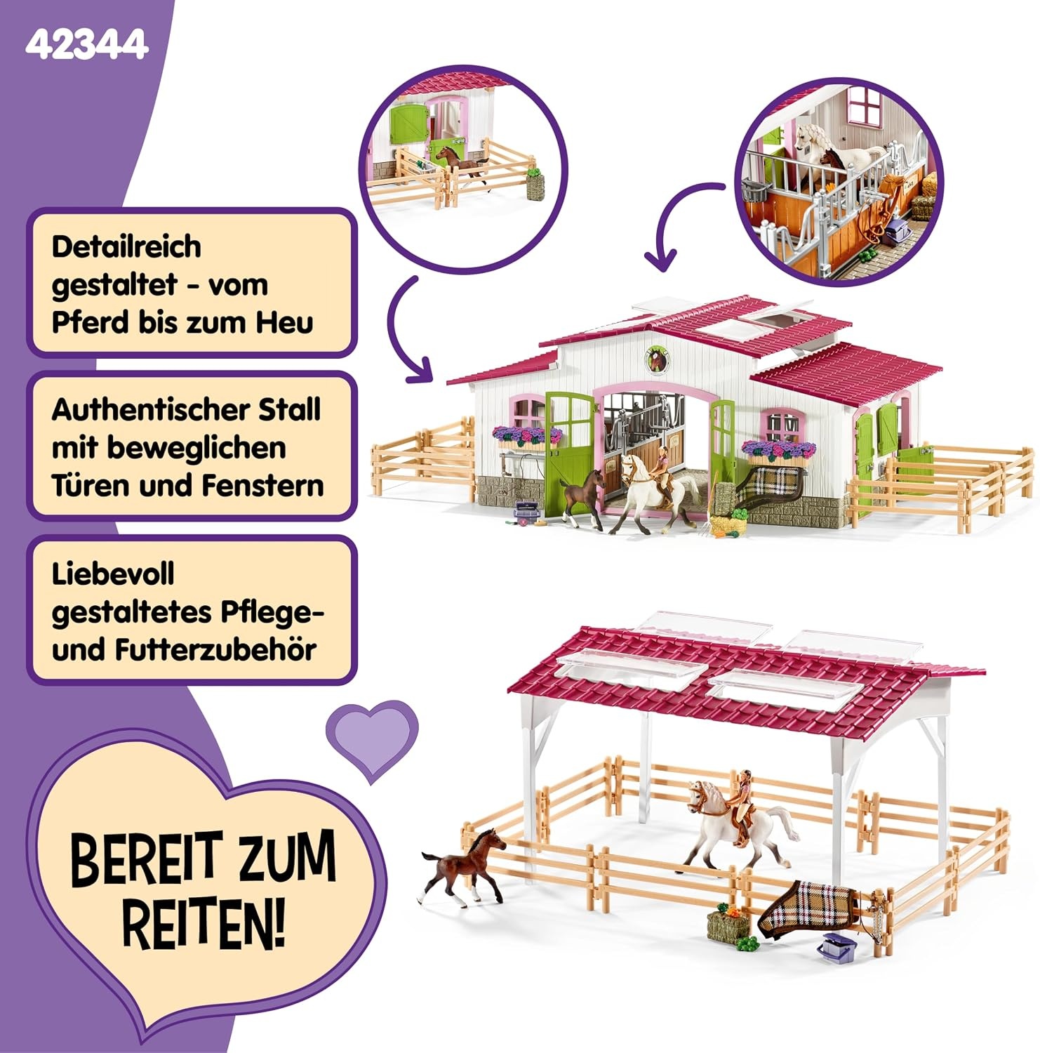 Großer Reithof mit Pferden und Reiterin - Bis zu 30% Rabatt