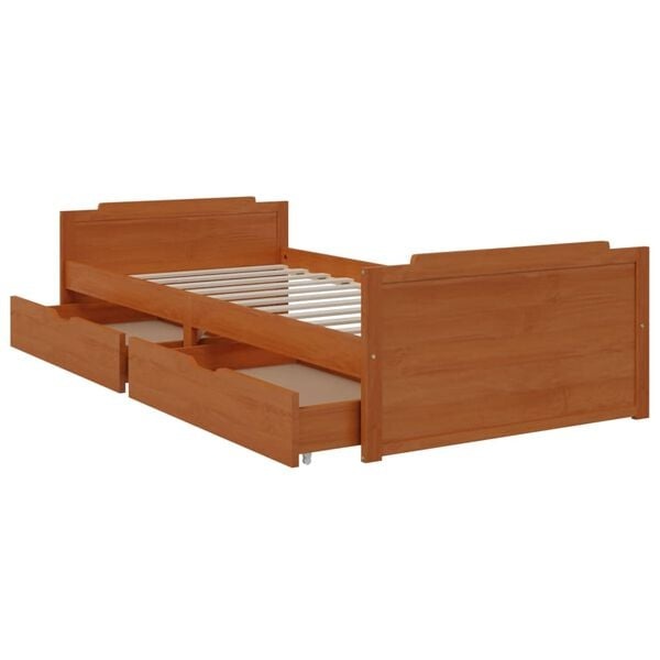 Vidaxl Massives Kiefernholz Bett 90x200 cm mit Schubladen - bis zu 35% Rabatt