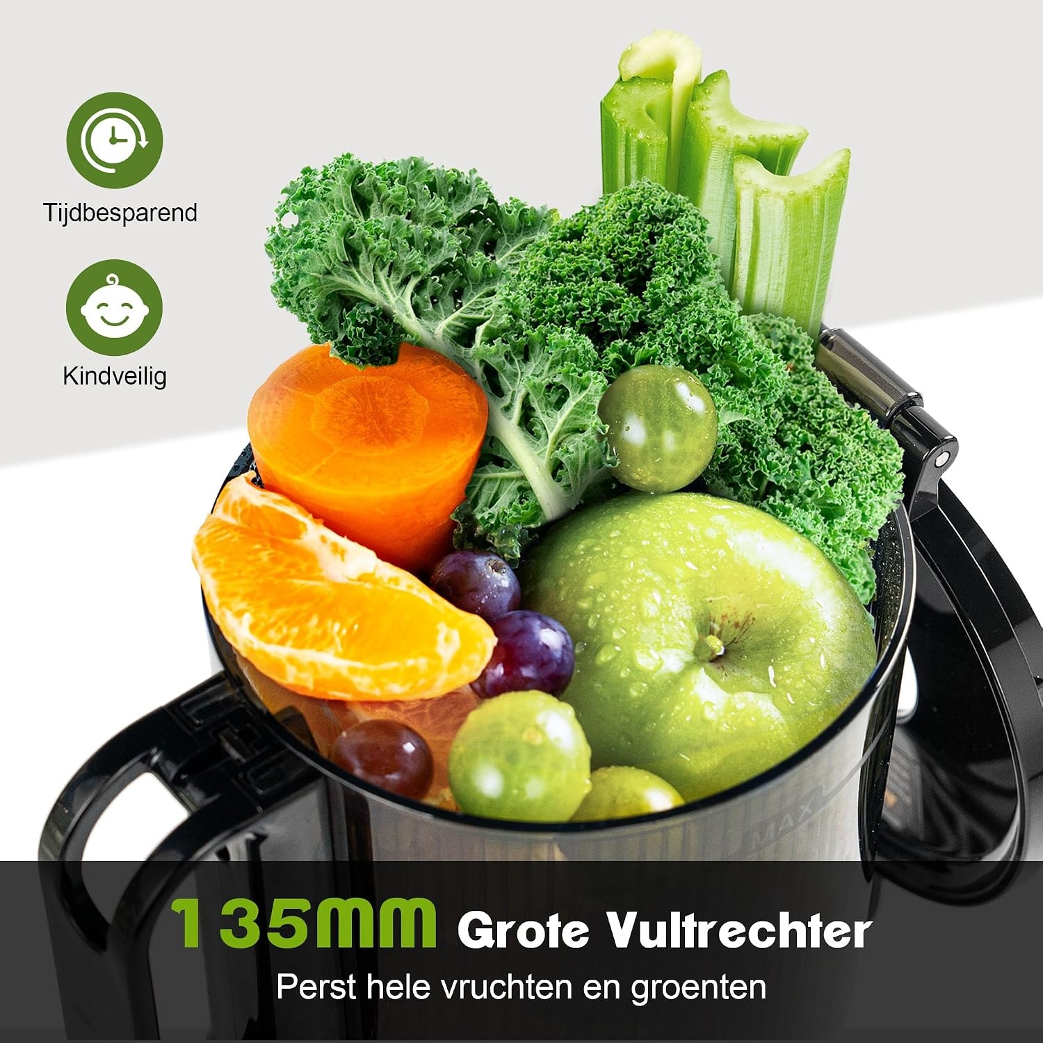 Slow Juicer Edelstahl 250W - Großes Einfüllrohr - Jetzt bis zu 35% sparen
