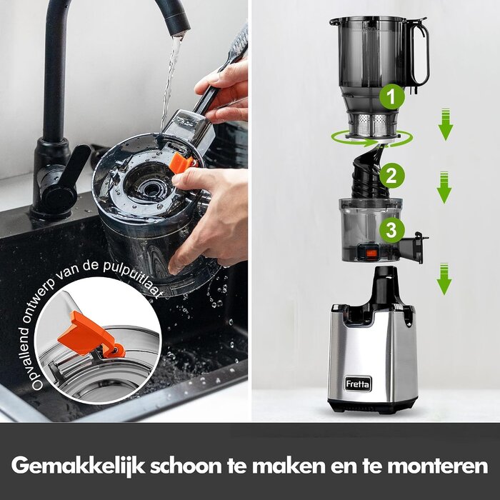 Slow Juicer Edelstahl 250W - Großes Einfüllrohr - Jetzt bis zu 35% sparen