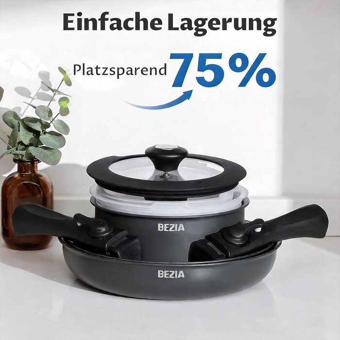 10-tlg. Kochgeschirr-Set mit abnehmbarem Griff - jetzt bis zu 34% günstiger