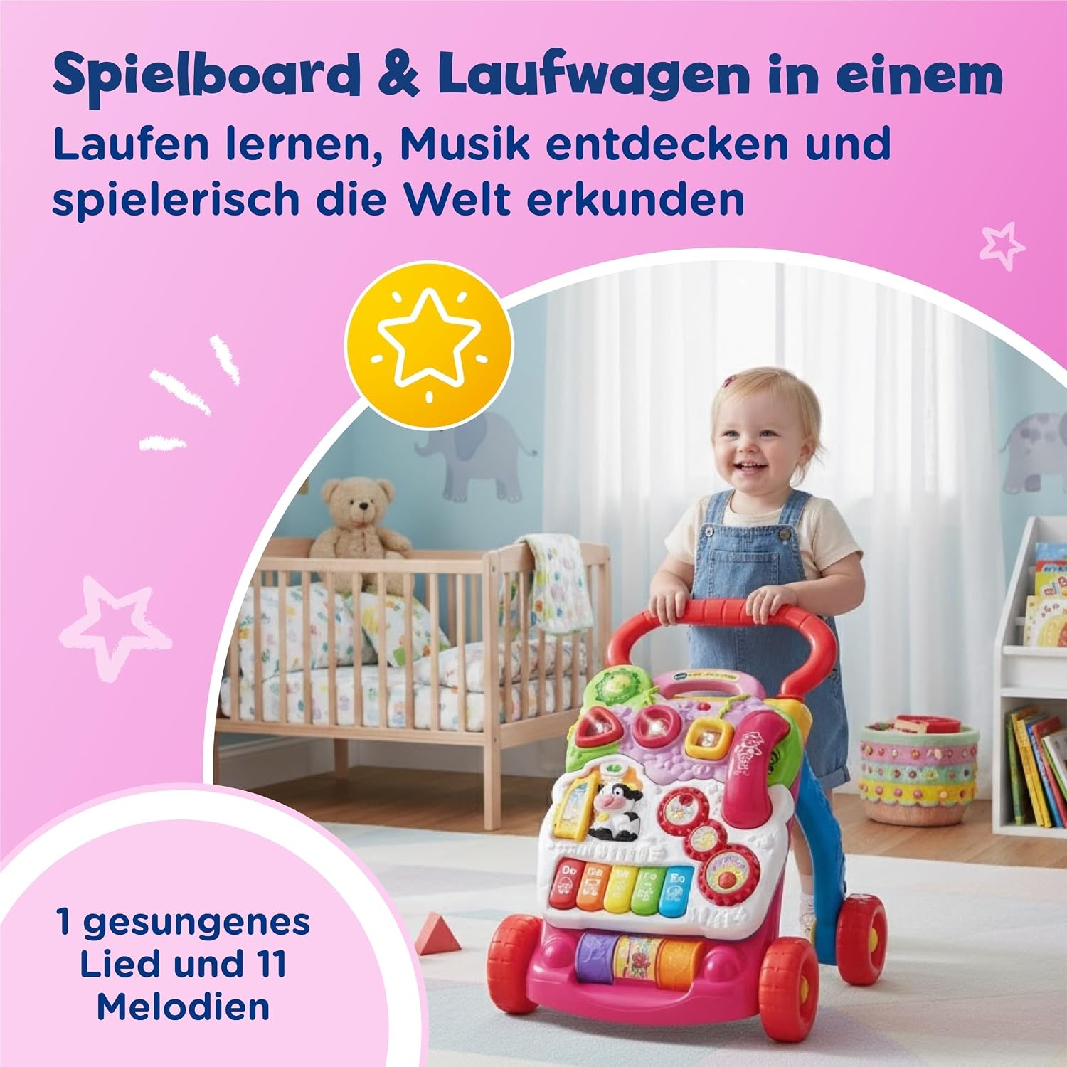 Vtech Interaktiver Lauflernwagen in Rosa - jetzt bis zu 33% günstiger sichern!