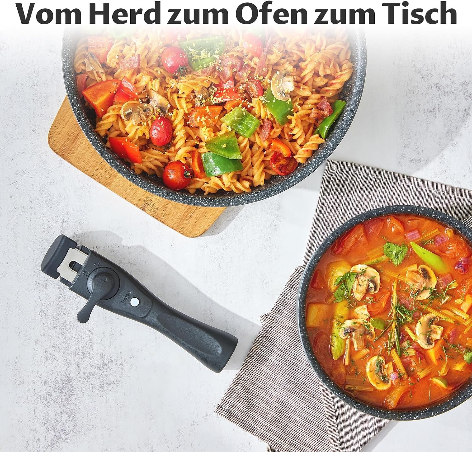 10-tlg. Pfannen- & Topfset mit abnehmbarem Griff - bis zu 34% sparen