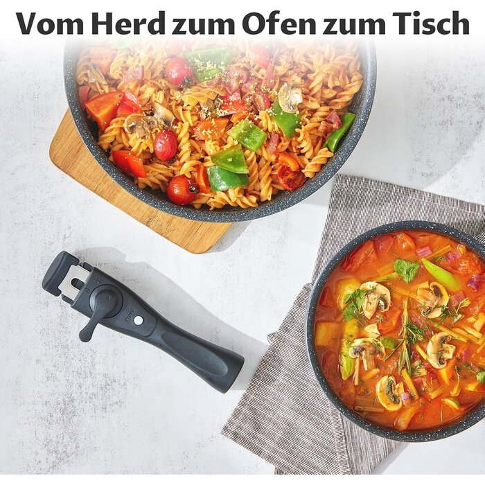 10-tlg. Pfannen- & Topfset mit abnehmbarem Griff - bis zu 34% sparen