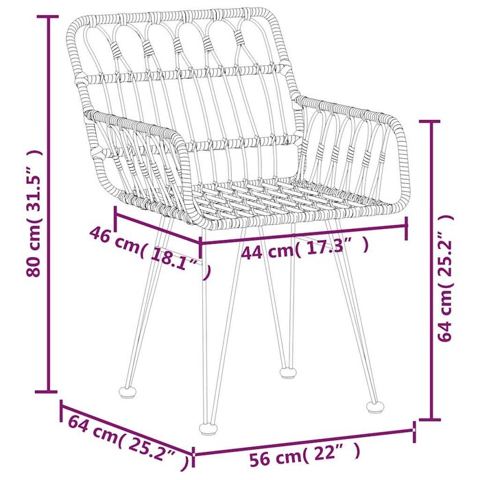 Vidaxl 2er-Set Gartenstühle mit Armlehnen - UV-beständig - Jetzt bis zu 34% Rabatt
