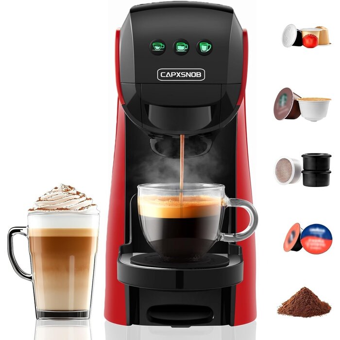 5-in-1 Kapsel-Kaffeemaschine, 20 Bar, Rot - jetzt bis zu 35% sparen