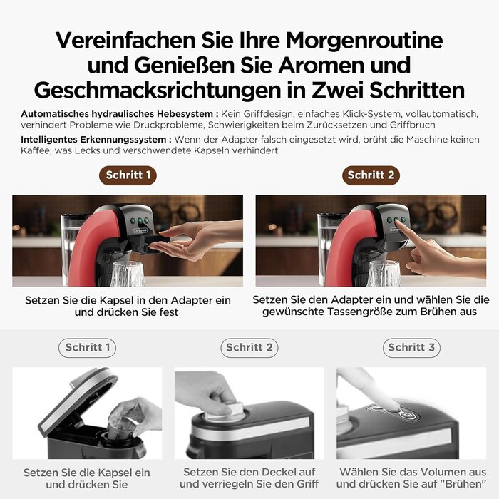 5-in-1 Kapsel-Kaffeemaschine, 20 Bar, Rot - jetzt bis zu 35% sparen
