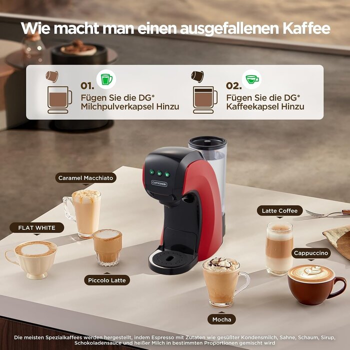 5-in-1 Kapsel-Kaffeemaschine, 20 Bar, Rot - jetzt bis zu 35% sparen