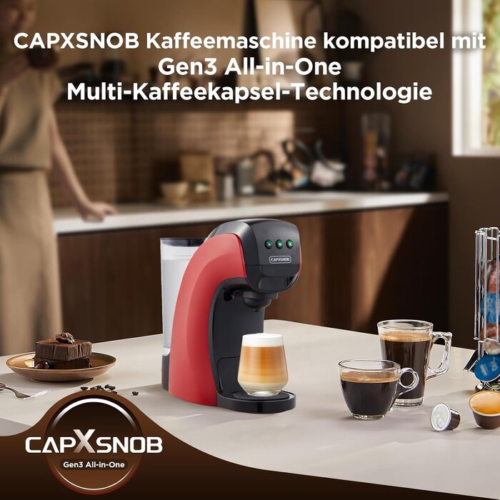 5-in-1 Kapsel-Kaffeemaschine, 20 Bar, Rot - jetzt bis zu 35% sparen