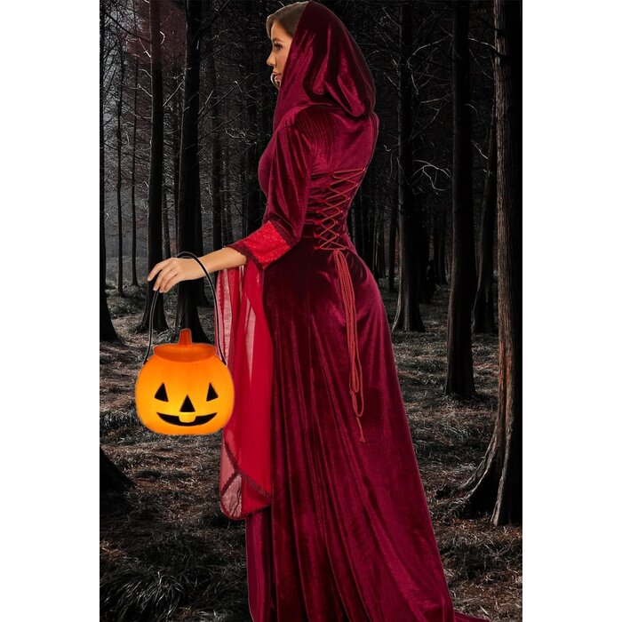 Mittelalterliches Renaissance-Kleid mit Kapuze, Rot, XXL - bis zu 28% sparen