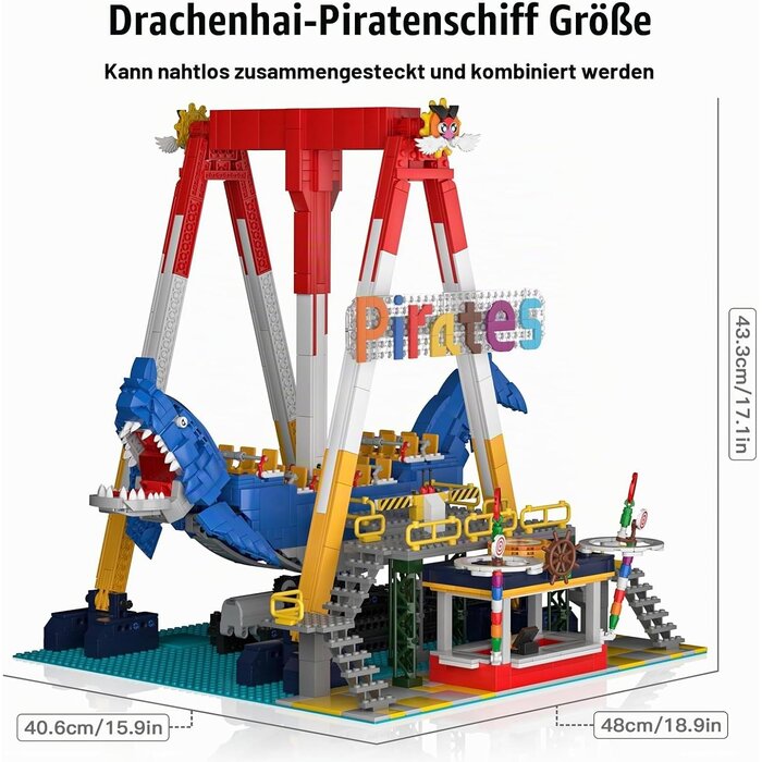 Motorisiertes Piraten-Schiff Klemmbaustein-Set, 1922 Teile - bis zu 30% Rabatt