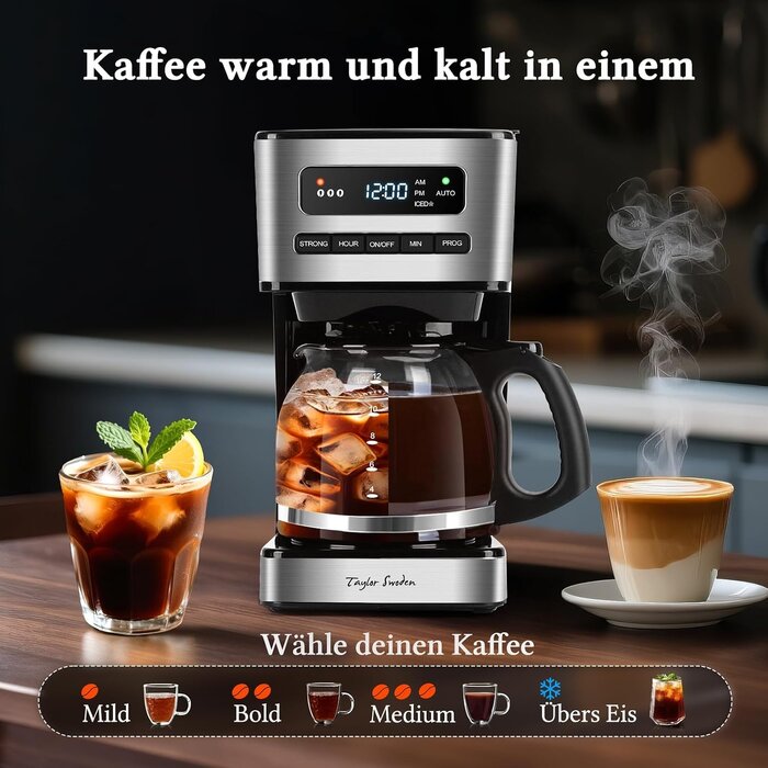 Filterkaffeemaschine 1,8L, 12 Tassen, programmierbar - bis zu 33% Rabatt