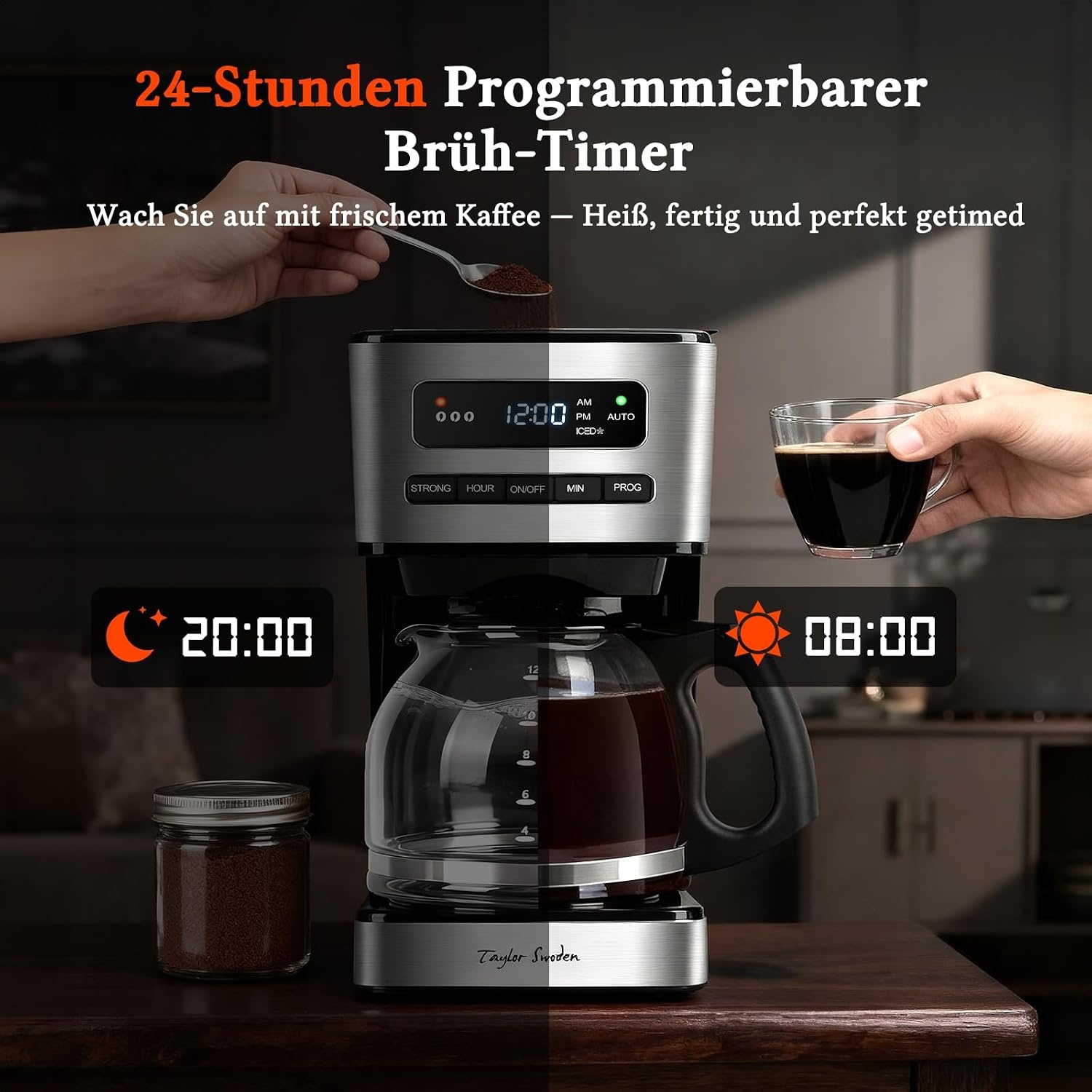Filterkaffeemaschine 12 Tassen, 1,8L, Timer, Eiskaffee-Modus - bis zu 33% sparen