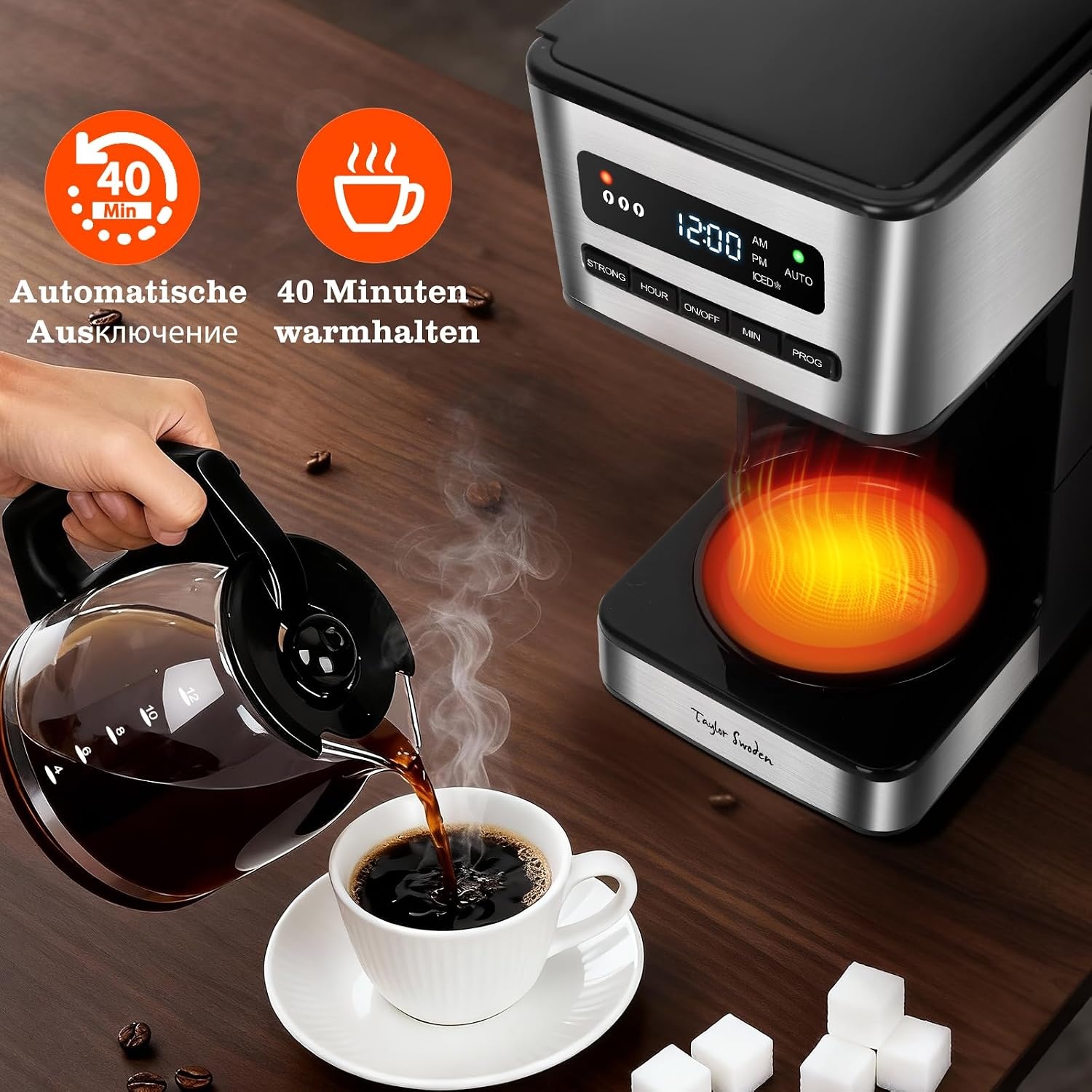 Filterkaffeemaschine 12 Tassen, 1,8L, Timer, Eiskaffee-Modus - bis zu 33% sparen