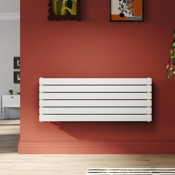 Design-Flachheizkörper 1200x465 mm, 950 W - Weiß, doppellagig - bis zu 35% Rabatt