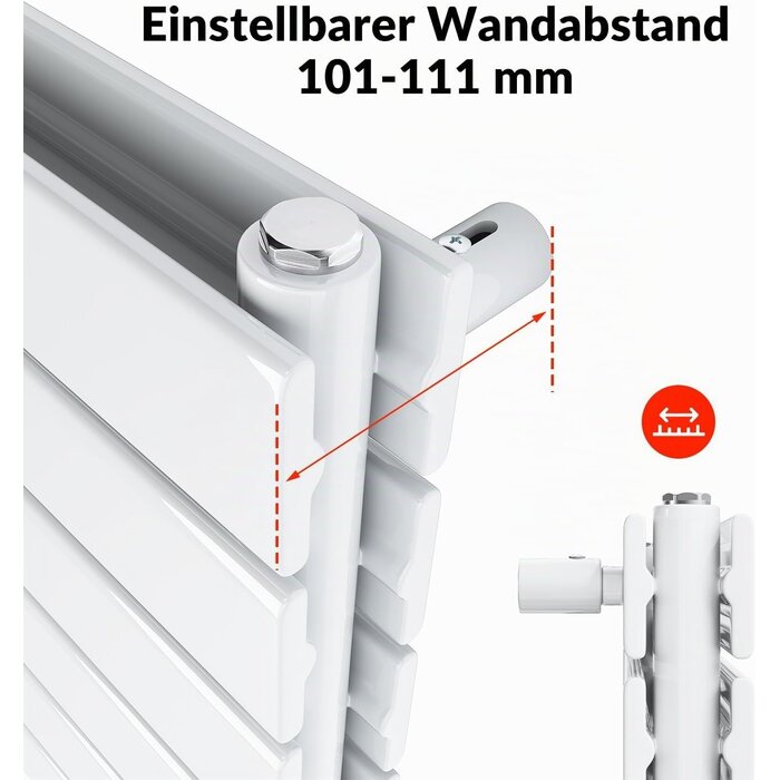 Design-Flachheizkörper 1200x465 mm, 950 W - Weiß, doppellagig - bis zu 35% Rabatt