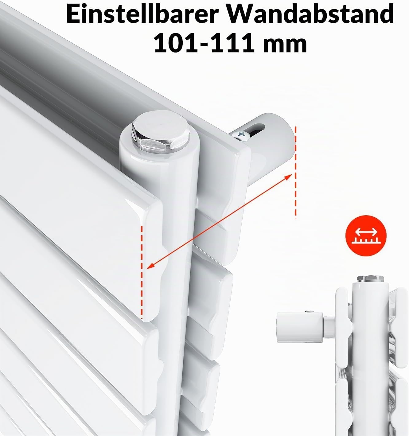 Design-Flachheizkörper 1200x465 mm, 950W, Weiß - 61% Rabatt